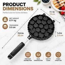 Plum Blossom Pancake Maker, Multi-Cavity Stovetop Cake Pan With Double-Sided Hinged Design And Long Handle, Flower-Shaped Mold For Mini Pancakes, Filled Pastries, Cake Bites And Homemade Snacks - Black - View 9
