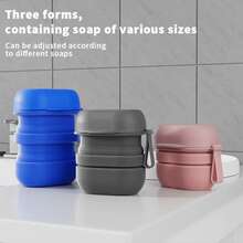 1Pc Leakproof Shatterproof Plastic Soap Case - Portable Folding Oval Soap Box With Drainage Layer, Space-Saving Travel & Bathroom Organizer, Multi-Color, Compact Soap Dish, - A - View 1