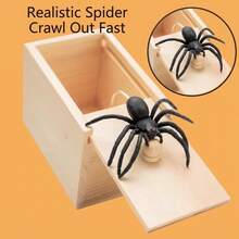 1PC-Prank Spider Box, Fake Spider Pop Out Wooden Surprise Box, Halloween Gag Gift Trick Prop For Adults Teens - Multicolor - View 2
