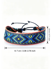 Spring/Summer New Women's Vintage Handmade Woven Bracelet, Colorful Mixed Nepal Bohemian Artistic Style Printed Fabric Hand Rope Bracelet Jewelry - Color 2 - View 2