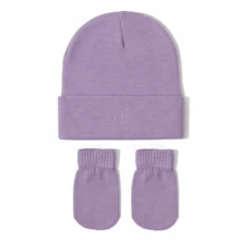 3pcs Boys & Girls Autumn/Winter Knitted Hat & Gloves Set, Winter Beanie + Gloves 3 Pieces Set, Infant Toddler Casual Knitted Hat Set, Soft & Warm, Solid Color Minimalist, Multiple Colors Available - 3pcs - View 12