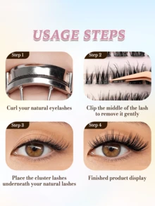 FindLove 36PCS Natural Press On Lashes Fluffy Self Adhesive Eyelashes Natural Look Manga Lash Clusters Pre Glued Lash Wispy Lashes Extensions With Invisible Band 3D D Curly Cluster Eyelash Extensions 6-14mm DIY Individual Lashes Travel Makeup Tools - D - View 6