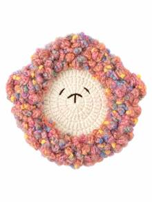 Cute Sheep Face Coaster, Polyester Crochet-Style Cup Mat, Soft Textured Table Decor For Coffee & Tea, Cute Home Decor, Fall Decor, Autumn Decor, Thanksgiving Decor, Christmas Decor, Holiday Gift, Room Decor, Coffee Table Decoration - Multicolor - View 10