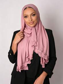 1pc Women's Solid Color Cylindrical Basic Hijab Cap Soft Abaya Accessories Daily Under Cap Women Veil - Khaki - View 32