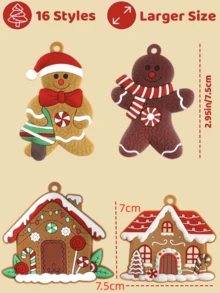 12pcs Gingerbread Man Ornaments For Christmas Tree Decorations For Christmas Party,Christmas Gift - Multicolor - View 6