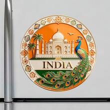 India Taj Mahal Fridge Magnet, A Peacock Garden Keepsake Of Timeless Romance For Quiet Kitchen Daydreams For All Metal Surfaces Throughout The Home - A - View 2