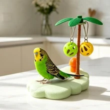 Mainan Panjat dan Garuk untuk Burung Beo, Mainan Platform Lompat Burung, Platform Lompat Hamster, Dekorasi Sangkar Burung, Cocok untuk Semua Jenis Burung dan Hewan Peliharaan Kecil Sepanjang Tahun (Warna Bola Berbentuk Lonceng Berubah Secara Acak) - Hijau - View 3
