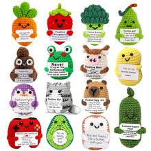 1pc Positive Energy Crochet Animal, Emotional Encouragement Birthday Gift, Gift For Friends, Handmade Knitted Penguin, Shark, Duck, Cat Pattern, Suitable For Women, Colleagues, Friends, Students, As Birthday, Christmas, Valentine's Day Support Small Gift. - Multicolor - View 2