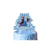 BUTTBILL مجموعة ديكور حفلة عيد ميلاد بموضوع Frozen، لافتة عيد ميلاد سعيد، مفرش طاولة & زينة الكب كيك، مستلزمات ديكور حفلة الثلج والجليد الشتوية للاحتفال - متعدد الألوان - مشاهدة 17