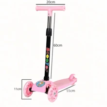 Patinete para Niños de 3 Ruedas con Luces LED, Plegable Ajustable en Altura Scooter Infantil para Niñas y Niños 2 a 8 Años - Rosa - Ver 3