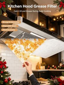 Range Hood Filter Sheet, Kitchen Grease Absorbing Paper, Disposable Oil Filter Paper, High Temperature Resistant And Flame Retardant, Traps Cooking Grease To Keep Your Range Hood Clean. Suitable For Home Kitchen During Daily Cooking - Multicolor - View 3