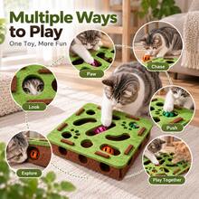 AOSHA Interactive Cat Puzzle Maze Toy With 3 Bell Balls, Felt Hunting & Pawing Enrichment Toy For Indoor Cats, Multi-Hole Boredom Relief Self-Play Toy For Kittens & Adult Cats - View 8