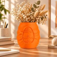 1pc Textured Embossed Vase, Modern Unique Asymmetrical Shape Vase, Suitable For Dried Flowers And Fresh Flowers, Decorative Tabletop Centerpiece, Bohemian Style Home Decor, Suitable For Living Room Bookshelf - Multicolor - View 7