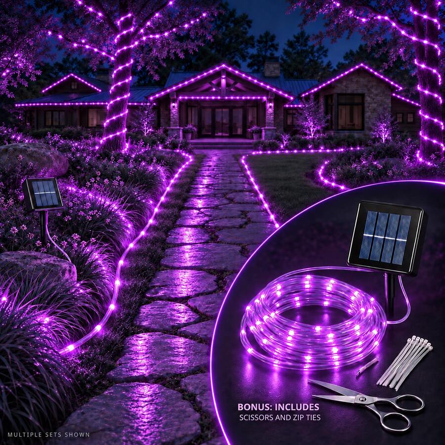 Solar Garden Rope Lights, 7m 50 LEDs / 12m 100 LEDs / 22m 200 LEDs ...