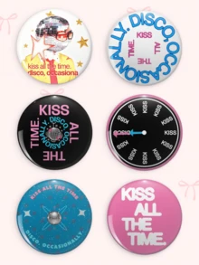 1pc/6pcs 4.4cm HS Disco Album Slogan Button Pin Badge,Pin Brooch, Back To School Decor Accessories For Clothes Backpack Lanyard - Multicolor - View 9