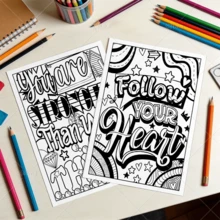 Affirmation Bold & Easy Coloring Book For Adults ,Positive Quote Heartfelt Words Cloud Star Rainbow Large Print ,Simple Line Art Gentle Calming Relaxing Stress Relief Coloring Pages For Women Hobby Lovers, 120gsm Thick Inner Paper - Positive Words - View 7