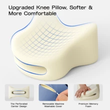 1pc Ergonomic Memory Foam Leg Pillow, Contoured To Leg Curve, Side Sleeping Leg Support Pillow, Removable Washable Pillowcase, Home Rest Bedroom Sofa Multi-Scenario Sleep Pillow - Blue and White - View 8