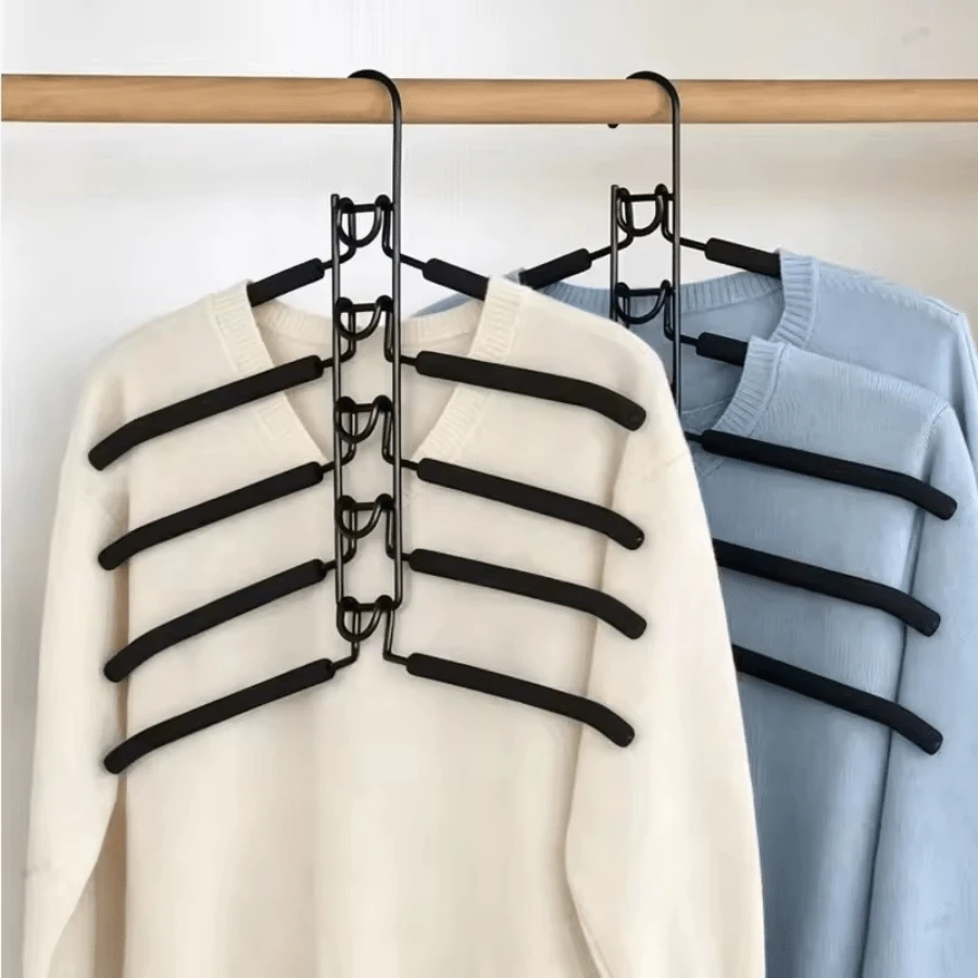 1pc Heavy-Duty Space-Saving Clothes Hanger - Multi-Layer Metal Garment Organizer With Non-Slip Foam Pads, Sturdy Closet Hanger