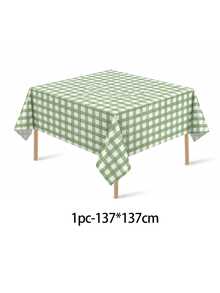 1/6/12PCS-137*274cm Green And White Plastic Plaid Tablecloth, Decorative Disposable Green Plaid Tablecloth, Suitable For Picnic, Farm, Birthday, Wedding Rectangular Tablecloth, Party Tablecloth - Green Rat Tail - View 15