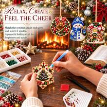 10pcs Christmas Diamond Painting Hanging Ornaments Set - Pearl Rhinestone DIY Diamond Art Hanging Decor, With Santa Claus, Snowman, Reindeer, Gingerbread Man Patterns, Suitable For Christmas Tree, Fireplace Decoration, Holiday Home Party Scenes, Perfect Handmade Creative Gift For Adults - View 2