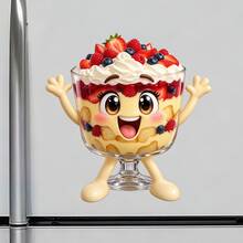 Cheerful Berry Trifle Fridge Magnet, A Layered Dessert Story For Joyful Family Kitchen Celebrations For All Metal Surfaces Throughout The Home - A - View 2