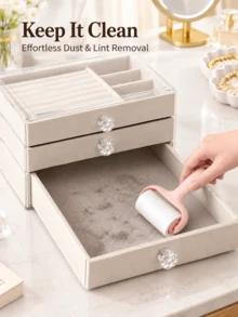 2/1pc 3-Layer Acrylic Multi-Function Jewelry Box And Lint Roller Set, Daily Life Jewelry Organizer Box, Suitable For Storage And Display Of Necklaces, Bracelets, Earrings, Rings, Beads And Pendants, Suitable For Jewelry Store And Daily Home Jewelry Storage, Living Room Home Decor, Room Decor, Bedroom Decor, Home Decor, Home Supplies, Bedroom Decor And Accessories - Multicolor - View 11