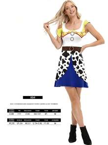 Women's Roleplay Dress, Cartoon Cow Print Sleeveless Dress, Suitable For Halloween And Comic Con - White - View 2