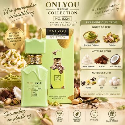 Khadlaj ONLY YOU PERFUME COLLECTION - Eau De Parfum N°8224 30ml, Gourmand Pistachio Vanilla Cream Perfume