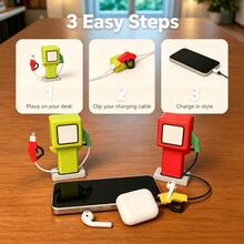 1pc Funny Mini Fuel Pump Shaped Charging Cable Organizer, Cartoon Desktop Phone Charging Station, Cute Desktop Decoration Cable Management, Gift For Colleagues And Students - Cable Organizer - View 3