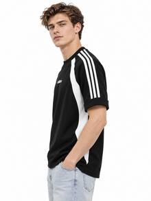 Adidas Men's Summer Sports Casual Versatile Comfortable Short Sleeve T-Shirt - Black/White - View 2