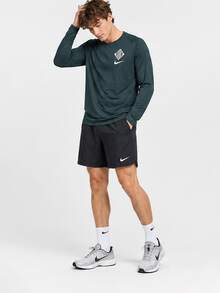 Kaos Lengan Panjang Nike Crew Neck Bergambar Cepat Kering, Hijau Tua, Pria - Hijau tua - View 8