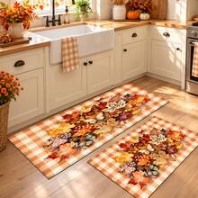 2D Colorful Multiple Maple Leaf Pattern Printed Long Runner Rug Series, Indoor Entrance Mat, Bedroom Bedside Mat, Kitchen Runner Mat, Suitable For Living Room, Laundry Room, Bathroom - Multicolor - View 3