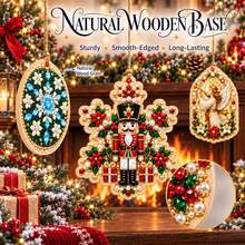 10pcs Christmas Diamond Painting Hanging Ornaments Set - Pearl Rhinestone DIY Diamond Art Hanging Decor, With Santa Claus, Snowman, Reindeer, Gingerbread Man Patterns, Suitable For Christmas Tree, Fireplace Decoration, Holiday Home Party Scenes, Perfect Handmade Creative Gift For Adults - View 5
