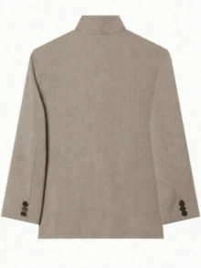 Women's Spring Autumn Winter Blazer, Elegant Commute Vintage Stand Collar Asymmetric Front Closure Minimalist Solid Color Loose Fit Jacket, Suitable For Daily Outings, Business, Workplace, Office Wear - Brown - View 7