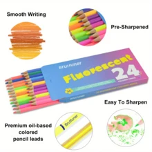 24/50 Fluorescent Colored Pencils, ArtSupplies, Neon Pencil Set, Great Coloring Book, Classroom Pencils - 24-color Fluorescent Pencils - View 5