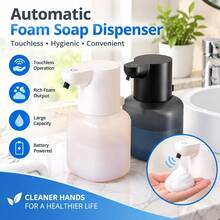 DONASIRA 1pc 500ml Large Capacity Touchless No-Press 4-Level Adjustable Foam & Liquid Dispensing Amount Electric Smart Infrared Automatic Soap Dispenser Portable Hand Soap Bottle For Kitchen And Bathroom - Black White - View 2