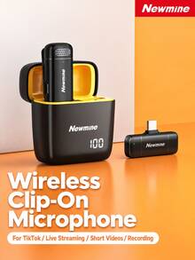 Newmine MC200 Wireless Lavalier Microphone With Charging Case, Single-Person Live Streaming And Short Video Recording Mic, Outdoor Karaoke Noise-Canceling Portable Microphone, Compatible With Android And IPhone 15 And Above - View 2