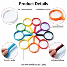 Colorful Handheld Magnifying Glass, Plastic Round Magnifier With Handle, Science Observation Tool For Nature Observation, Reading, Crafts, Multi-Color Gadget, Holiday Halloween Christmas Back To School Vacation Gift, Practical Tool For Teens And Adults, Seasonal Christmas Stocking Stuffer, Winter Celebration Choice - Multicolor - View 5