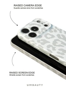 UMBAUTY 1pc Beige Light Gray Leopard Print Design Phone Case, Compatible With Phone 18 Pro Max, Fits Apple 18/17/16/15/14/13/12/11 Pro Max/Plus/Mini 17e, Full Coverage High-Definition Print Soft Shell Phone Case, Raised Screen/Lens Protection, Unisex, Ideal Gift For Girlfriend On Halloween, Valentine's Day, Easter, Wedding Season And Birthday - Multicolor - View 4