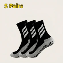 1/5/6/8 Pairs Men's Mid-Calf Silicone Anti-Slip Breathable Comfortable Sports Socks, Suitable For Basketball, Football, Running - Black and White - View 9