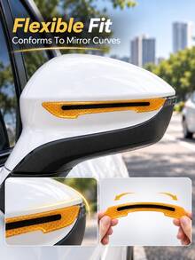2pcs Car Rearview Mirror Reflective Stickers, Anti-Collision Warning Strips, High Visibility Reflective Decals, Flexible Side Mirror Edge Protection Stickers, Waterproof Exterior Car Decoration Accessories, For Vehicle Rearview Mirror Decoration - A - View 6