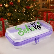 The Grinch The Theme Christmas Print Zipper Storage Box - Transparent Hard Shell High-Quality Plastic, Christmas Decoration Storage, Christmas Gift Storage Box, Essential For Going Out And Traveling, Medicine Storage, Cosmetic Bag And Toiletries Bag - Storage Bag - View 1
