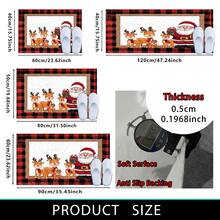1pc Soft Faux Cashmere Material Floor Mat, Christmas Cartoon Santa Claus & Reindeer Pattern, Plaid Decor Non-Slip Mat, Suitable For Kitchen, Bathroom, Entrance, Bedroom Door, Multi-Scene Use Anti-Slip Floor Mat, Room Decor, Holiday Gift - Multicolor - View 8