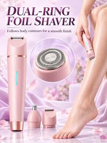 SKYWORTH 3-In-1 Women's Electric Epilator, Rechargeable Facial Shaver, Body Trimmer And Nose Hair Trimmer, Portable Type-C Grooming Tool - View 3