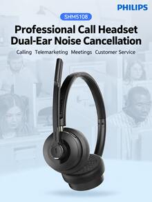 PHILIPS Headset Nirkabel Over-Ear SHM5108 dengan Bluetooth 5.3 Peredam Kebisingan, untuk Layanan Pelanggan Call Center/Agen Telemarketing, Komputer/Telepon Rumah, Kelas Online, Konferensi, dan Lainnya. - View 2