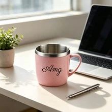 1pc Personalized Custom Small Water Cup, Customizable Text Name, 304 Stainless Steel Material, With Handle Anti-Scald Drinking Cup, Suitable For Daily Use, PP Shell Lightweight, Multiple Fresh Color Options, Home Dormitory Drinking Mug - Multicolor - View 8