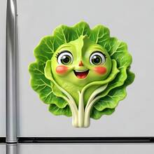 Smiling Cabbage Fridge Magnet, A Cheerful Garden Friend For Happy Kitchen Moments For All Metal Surfaces Throughout The Home - A - View 2