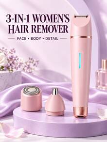 SKYWORTH 3-In-1 Women's Electric Epilator, Rechargeable Facial Shaver, Body Trimmer And Nose Hair Trimmer, Portable Type-C Grooming Tool - View 8