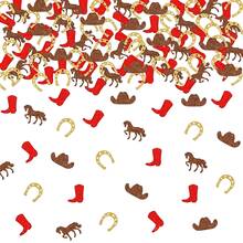 120pcs Western Cowboy Confetti Decorations, Glitter Cowboy Boot Hat Horse And Horseshoe Table Scatter For Birthday Party, Rodeo Theme Party, Western Event And Celebration Supplies - Western Cowboy - View 6