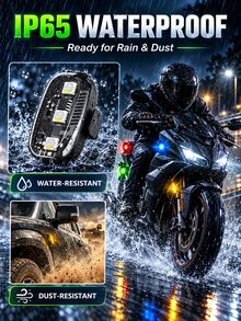 XF.Meraki 2/4pcs Motorcycle RGB LED Light Strip With Remote Control, 150mah, USB Powered Multi-Color Chassis Ambient Light Kit, Color Changing Decorative Lighting For Night Riding, Motorcycle Engine, Frame And Body Decoration - A - View 4
